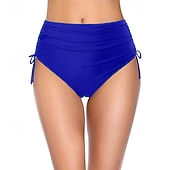 Χαμηλού Κόστους Μπικίνι σλιπ-Γυναικεία Μαγιό 2 κομμάτι Προκλητικό Μαγιό Κορδόνι Διακοπές Ρούχα παραλίας Συμπαγές Χρώμα Αμάνικο Μαγιό