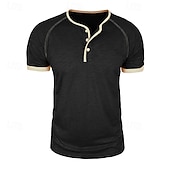 Χαμηλού Κόστους Casual Tee Henley-Ανδρικά Πουκάμισο Henley Κοντομάνικα Μπλούζα από 100% βαμβάκι Κοντομάνικο Συμπαγές Χρώμα Σκέτο Μονόχρωμη Μοντέρνα Υψηλής Ποιότητας Καθημερινό Μπλοκ χρωμάτων Κουμπιά Χένλι Causal
