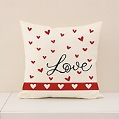 voordelige Kussens, inzetstukken en deksels-Kussensloop met rode hartjesprint voor Valentijnsdag, feestelijk "liefde"-design, decoratief kussen in Europese stijl, perfect voor op de bank of in de woonkamer, ideaal voor Valentijnsdag thuis en