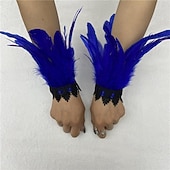 abordables Accesorios-Carnaval 2026 Accesorios de Samba del Carnaval de Río Muñequeras de Plumas Negras con Encaje - Pulseras Elegantes para Fiestas Gatsby Disfraz de Festival de Brasil