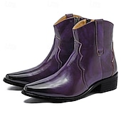 billiga Kostymstövlar-lila ankelboots för män – modern högglansdesign med bekväm klack, perfekt för vardagskläder, kvällsutflykter och moderiktiga evenemang