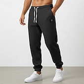 baratos calças de corrida-Homens Waffle Calças Esportivas Corredores Calças Calça casual Com Cordão Punho com Elástico Côr Sólida Conforto Comprimento total Diário Ao ar livre Streetwear Férias Moda Preto Branco Com Stretch