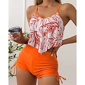 tanie Tankini i bikini do surfingu-Damskie Strój kąpielowy Tankini 2-częściowa Tropikalny Ultra lekki (UL) Elastyczny Bez rękawów Kąpielówki Surfing Nurkowanie z rurką Lato