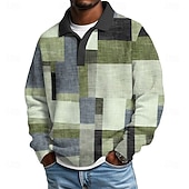 economico Polo geometrica da uomo-Per uomo Geometrico Blocco di colori Magliette Polo a Nido d'Ape Testurizzato Manica Lunga Magliette polo Bavero Abbigliamento Sportivo Casual Scuola Athleisure Abbigliamento quotidiano Stampa 3D