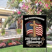 cheap America 250-US 250th Anniversary Blessings America 250 Garden Flag One Nation Under God Patriotic Cross Design Double-Sided Burlap Semiquincentennial Celebration 4th of July Independence Day