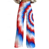 cheap Bottoms-250th Anniversary USA Retro Vintage 1970s Pants Wide Legged Pants Hippie Disco High Waist Fancy Dress Women's Masquerade 4th of July Party Independence Day Adults' Pants