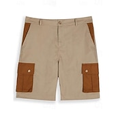 economico retrò-Per uomo Pantaloncini cargo Shorts Shorts di Lino Pantaloncini Estivi Shorts da Spiaggia Patchwork Tasca Blocco di colori Comodità Traspirante Lunghezza al ginocchio Casuale Quotidiano Ferie Vacanza
