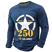  4. Juli 2026 250. Jahrestag Memorial Day Herren 3D Druck US-Flagge Crew Neck Langarm T-Shirt Freizeit Tagesstraß