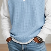 olcso Férfi klasszikus póló-Férfi Gofris pólóingek Póló Hétköznapi Előírásos Szalagos gallér Hosszú ujj Divat Tömör szín Texturált Gombok Sima Ősz &amp; tél Ősz Tavasz &amp; Ősz Normál Fekete Világoszöld Világoskék Sötétkék Bíbor