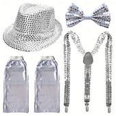 abordables Accesorios y más-Disfraz de carnaval Disfraz de lujo Sombrero de panamá Tirantes con espalda en Y Disco Retro Antiguo Años 80 Lentejuelas Adulto Hombre Mujer Unisexo Víspera de Todos los Santos Carnaval Fiesta
