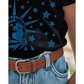 preiswerte 250. Jahrestag USA-100% Baumwolle Kinder Mädchen Schwarz Grafik Freiheitsstatue 250-jähriges Jubiläum Amerikanische US-Flagge für Kinder T-Shirt Rundhalsausschnitt Kurzarm Urlaub Sport &amp; Outdoor Alltagskleidung Aktiv