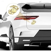  Lot de 4 emblèmes de voiture du Corps des Marines des États-Unis – Autocollant métallique 3D aigle globe ancre, autocollant militaire résistant aux intempéries, compatible avec voitures et camions,