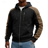 preiswerte Taktische Kapuzenjacke-Herren Kapuzensweatshirt Vollreißverschluss-Kapuzensweatshirt Taktischer Kapuzensweatshirt Schwarz Marineblau Mit Kapuze Einfach Reißverschluss Farbblock Lässig Täglich Sport &amp; Outdoor Cool