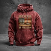 preiswerte Flagmuster-Herren Grafik Amerikanische US-Flagge Kapuzensweatshirt Pullover-Hoodie Bedruckter Hoodie Mode Streetwear Täglich Vintage-Retro Langarm Mit Kapuze Outdoor Streetwear Urlaub Rote Braun Grün Grau