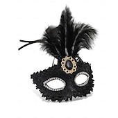 billiga Tillbehör-Kvinnors Grön Fjäder Venetiansk Maskeradmask - Lyxig Barock Crystal-Pyntad Karneval Kosttillsats för Venedigfestivalen Mardi Gras  Maskeradfester
