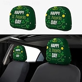 baratos Capas de Sofa-2 capas de encosto de cabeça para carro com trevo verde | compatíveis com todos os veículos, pretas &amp;Adesivo para carro com estampa de trevo verde, design plano 2D, poliéster, fácil instalação -