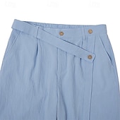 abordables Retro-Hombre Pantalones de lino Pantalones Pantalones de verano Pantalones anchos Pierna recta Plano Comodidad Transpirable Longitud total Casual Diario Playa Vacaciones Moda Azul Piscina Negro Rígido