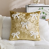abordables Coussins, inserts et housses-Housse de coussin décorative en velours pour la Saint-Valentin, avec un joli nœud papillon, idéale pour le canapé. Style tendance, douce et moelleuse, parfaite pour le salon et la chambre.