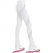 economico Pantaloni e Leggings da Pattinaggio Artistico-pantaloni da pattinaggio artistico da donna e da ragazza, pantaloni da pattinaggio sul ghiaccio, neri, elastici, abbigliamento da pattinaggio per gare di allenamento, termici, caldi, con