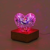 ieftine Lumini decorative-1 buc lampă de noapte cu artificii de dragoste 3D alimentată prin USB 11 * 9cm decorativ pentru dormitor living dining atmosferă pentru capul de pat lumini decorative cadouri