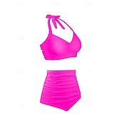 economico Surfing Tankinis &amp; Bikinis-Per donna Costume da bagno Bikini a vita alta con volant 2 pezzi Tropicale Senza schiena Protezione UV Alta elasticità Senza Maniche Costume da Bagno Surf Immersione Snorkeling Estate