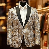 economico Blazer Stampati da Uomo-Per uomo Geometrico Blocco di colori Giacca blazer Cappotto Confortevole Traspirante Artistico Casual Quotidiano Abbigliamento da sera Festival Stampa 3D Bottoni Multi-tasche Tutte le stagioni