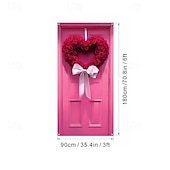 זול שטיחי חופשה-כיסוי לדלת ליום האהבה, דגל חגיגת לב, מושלם לאביזרי צילום, קישוט חגיגי, אידיאלי ליצירת אווירת יום האהבה רומנטית ועיצוב פתח דלת