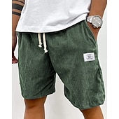 preiswerte Lässige Shorts-Herren Shorts Freizeitshorts Cordshorts Tasche Elastischer Bund Einfach Komfort Atmungsaktiv Knielang Outdoor Urlaub Alltagskleidung Urlaub Mode Schwarz Weiß Mikroelastisch