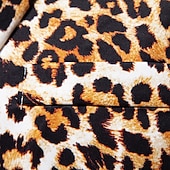 Χαμηλού Κόστους Ανδρικά Κλασικά Σακάκια-Ανδρικά Μπλέιζερ Causal Πάρτι Επίδοση Τσέπη Των ζώων Τολμηρός Όλες οι εποχές POLY Λεοπάρ Τσέπη Leopard Εκτύπωση Μοντέρνα Μονόπετο Ενός Κουμπιού Χρωματιστή ζακέτα Λευκό Κίτρινο