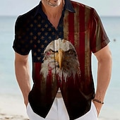  Homme 4 juillet, 250e anniversaire des États-Unis Aigle Drapeau américain Chemise Chemise Boutonnée Manche Courte Vintage Rétro Extérieur Fête Été Printemps Col Rabattu Impression 3D chemises à col