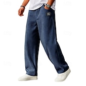 baratos Perna Reta-Homens Calças Esportivas Calças Calças de Veludo Calça de moletom de perna reta Com Cordão Bolsos Cintura elástica Tecido Conforto Macio Diário Ao ar livre Feriado Moda Estilo Clássico Preto Azul