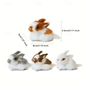 Недорогие Пасха-4 фигурки пасхальных кроликов ручной работы — универсальный праздничный декор для дома &amp;полка для демонстрации, неэлектрическая, без перьев, идеально подходит для Рождества, Хэллоуина, Хануки, Дня