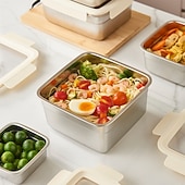 billige Kjøkkenoppbevaring-vakuummatbeholder matvaregodkjent sus304 forseglet matoppbevaringsboks bento lunsjboks for frukt, kjøleskapsikker, lufttett måltidsbeholder (firkantet)