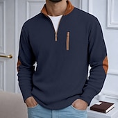 economico T-shirt in velluto a coste-Da uomo Camicia di Velluto a Coste Maglietta Camicia a Maniche Lunghe Manica Lunga Con cerniera Autunno Inverno Autunno &amp; Inverno Blocco di colori Quotidiano Testurizzato Casual Con zip Oversize Ampio