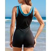 preiswerte One Pieces Rash Guards-Women's Rash Guard Bathing Suit One Pieces Color-blocking Zip Up UV Protection Elastic Sleeveless Swimwear Surfing Beach Swimming Summer