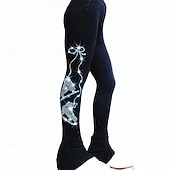 お買い得  フィギュアスケート用パンツとレギンス-フィギュアスケート パンツ 女性用 女の子 アイススケート ボトムズ ブラック ピンク ブルー 伸縮性あり 訓練 競技大会 スケートウェア 保温 クリスタル・ラインストーン アイススケート フィギュアスケート