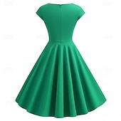 levne oblečení-Retro Vintage oblečení z 50. let Grease Rockabilly A-line šaty Kloboukové šaty na Vánoční večírek Puntíkové plesové šaty dámské na večírky večerní maškarní dospělácké šaty náušnice čelenka jaro