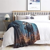 billige Tepper og pledd-tapet Teppe Fleece-tepper Reinsdyr 3D Fantasi Soverom Sofa Seng Dekorativt teppe Varmt teppe Hjemmedekor