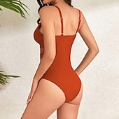 tanie Rash guardy One Piece-Damskie Strój kąpielowy Stroje kąpielowe One Pieces Solidne kolory W serek Wyszczuplenie brzucha Elastyczny Bez rękawów Kąpielówki Surfing Plaża Wakacje Lato