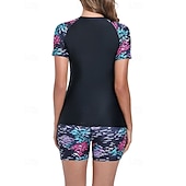 levne Surfovací tankiny a bikiny-Dámské Ochrana proti vyrážce Plavky 2 ks S potiskem Ultra lehký (UL) Ochrana proti UV záření Elastický Krátký rukáv Plavky Surfování Šnorchlování Jaro