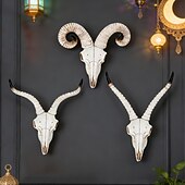 ieftine Sculpturi-Decor de perete nordic cu craniu de animal viking, ornament suspendat din rășină cu craniu de berbec artificial, pentru casă, bar &amp;decorațiuni de perete pentru restaurant, petrecere &amp;recuzită