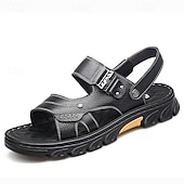 billiga Casual Sandals-Men's Brown  Velcro Sandals – Adjustable Strap Design with Comfortable Footbed, Ideal for Casual Wear, Beach Trips and Outdoor Activities