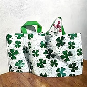 Недорогие День Святого Патрика-50 шт. подарочных пакетов ко Дню Святого Патрика пакеты на тему трилистник многоразовые сумки для одежды покупок Дня Святого Валентина Дня Богинь Дня Матери утолщённые зелёные сумки
