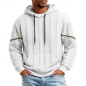 preiswerte Basic-Hoodies für Herren-Herren Jacquard Kapuzensweatshirt Pullover Kapuzensweatshirt Schwarz Weiß Marineblau Khaki Grau Mit Kapuze Einfach Patchwork Kängurutasche Strukturiert Lässig Täglich Sport &amp; Outdoor Streetwear Cool