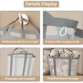 levne Úložiště a organizování-1ks přenosný síťovaný koš na prádlo skládací polyesterový úložný organizér prodyšný látkový váček závěsný organizér na prádlo na špinavé prádlo, hračky a různé předměty vysouvací koš na prádlo