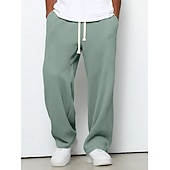  Męskie Spodnie dresowe z prostymi nogawkami Spodnie waflowe Ściągana na sznurek Siateczka Oddychający Pełna długość Codzienny Prosta Ciemnobrązowy Czarny Średnio elastyczny