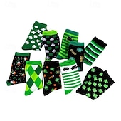 Недорогие мужские носки-Муж. 6 пар Носки Носки для бега Повседневные носки Яблочно-зеленый Зеленый + белый Цвет Полоски Клетчатый Clover на открытом воздухе Отпуск На каждый день Средней плотности Все сезоны