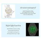 billiga Kvartsklockor-Den nya Olevs mors dags present för damens mode och högklassig klocka med lysande visare och digital visning vit keramik koreansk version student kvartsur avslappnad vattentålig armbandsur