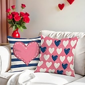 cheap Throw Pillows,Inserts &amp; Covers-Valentine's Day Pillow Cover, Heart Print Decorative Cushion for Sofa, Bedroom, Living Room, Perfect for Creating a Romantic Holiday Atmosphere, Cozy Accent Pillow for Home Decor
