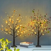abordables 123496-Arbre lumineux LED doré en forme d'arbre à fruits, 53 cm, fonctionne avec des piles AAA. Idéal pour une chambre, une tête de lit, un salon, une salle à manger ou une ambiance festive. Décoration
